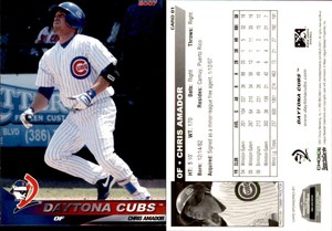 Chris Amador 2007 Choice Daytona Cubs #1 Card *AutographDen*