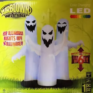 Gemmy 6ft Tall Airblown LED Color Changing Ghost Trio Halloween Yard Inflatable - Picture 1 of 2