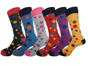1 o 6 Par de Calcetines de Vestir Lunares Algodón NOVEDAD CALCETINES 10-13 Multicolores - Imagen 1 de 22