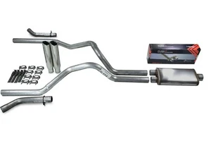 Chevy GMC 1500 88-95 2.5" Dual Exhaust Kits Flow II Clamp on Tips Corner Exit - Picture 1 of 4