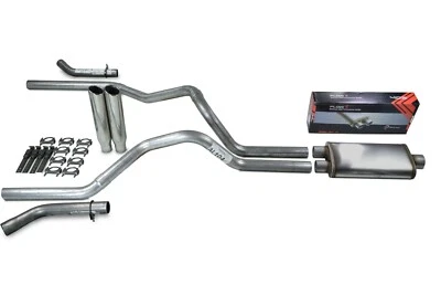 Chevy GMC 1500 88-95 2.5" Dual Exhaust Kits Flow II Clamp on Tips Corner Exit - Image 1 of 4