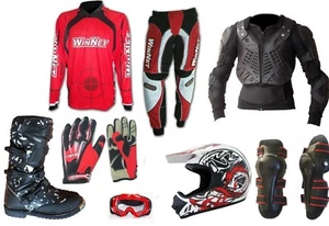 abbigliamento completo kit tuta per moto da cross fuoristrada adulto o bambino - Foto 1 di 9