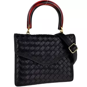 BOTTEGA VENETA Handtasche Intrecciato Schildpatt 2-Wege Leder schwarz 2716 - Bild 1 von 24