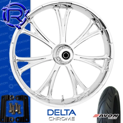 Rueda de moto cromada Delta giratoria paquete Kawasaki Vaquero Vulcan 21" Foto 1 de 3