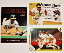 1991 Gold Leaf Rickey Henderson Record Steal #BC26, 92 UD Grand Theft,92 UD #444