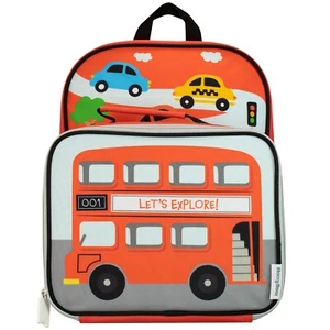 Fahrzeuge Rucksack & Brotdose Kinder Jungen Schultasche Rucksack Bookbag Bus Autos rot - Bild 1 von 7