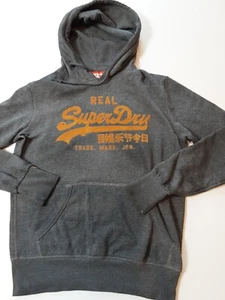 Superdry Sudadera con Capucha Adulto Mediana Gris y Amarillo Logo Sudadera con Capucha Suéter - Imagen 1 de 12