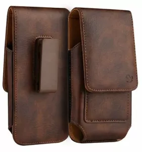 For PIXEL XL Phones Holster Case Brown Vertical Leather Pouch w/ Belt Clip Loop - Picture 1 of 8