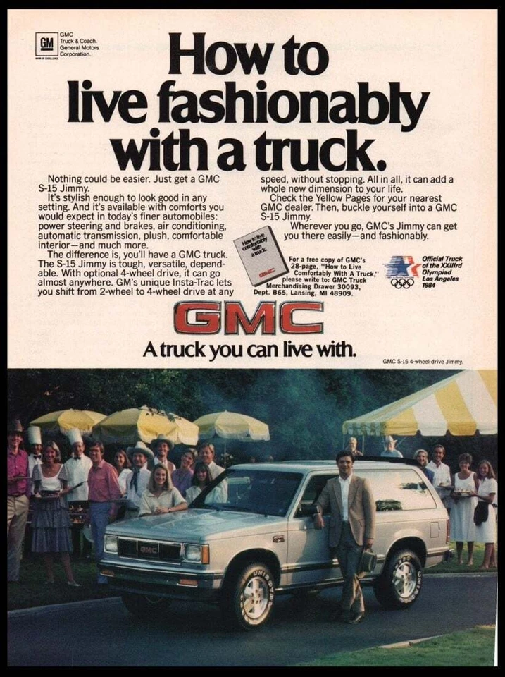 GMC s-15 Jimmy 1984 coche SUV plateado original anuncio impreso-Decoración de garaje cueva hombre vintage Foto 1 de 1