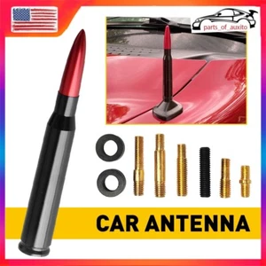50 Cal Red Bullet Antenna Heavy Gauge CNC Machined Billet Short For Ford F150 - Picture 1 of 16