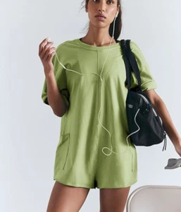 NEU FREE PEOPLE FP MOVEMENT GRÜN HOT SHOT TEE EINTEILER STRAMPLER GR. L - Bild 1 von 9