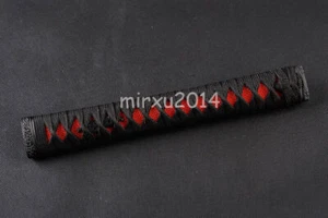 Rot imitiertes Rochenleder schwarz Seide ITO Griff Tsuka für Samurai japanisches Katana NEU - Bild 1 von 3