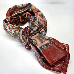 VINTAGE NEU Laura Geraldi Metallic Geometrisch Rechteck Schal - Bild 1 von 7