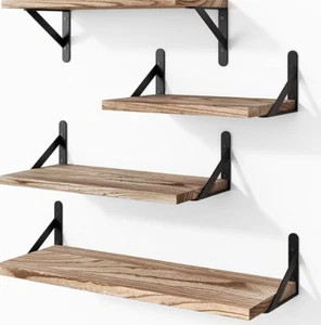 YGEOMER Floating Shelves, Set of 8, Carbonized Black NEW - Picture 1 of 8