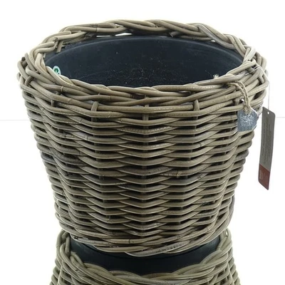 VAN DER LEEDEN DRYPOT® Rattan Pflanzkübel Grau Ø 36 cm - Sylter Körbe - Bild 1 von 4