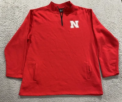 Suéter Nebraska Cornhuskers Para Hombres 1XT Rojo NCAA Fútbol Cuarto Cremallera Grande Alto Foto 1 de 4