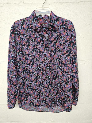 Camisa Alan River Para Hombres Med Cachemira Floral Abotonada Mangas Largas Azul Marino Oficina Foto 1 de 4