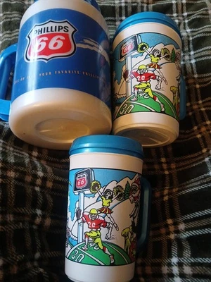 Lote De 3 Tazas Aisladas De Colección Phillips 66 Gasolinera Con Asas Colores Neón  Foto 1 de 4