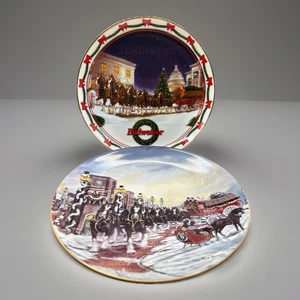 Juego De 2 Platos Colección Navidad Budweiser Clydesdale Vintage - Imagen 1 de 12