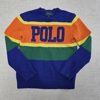 Polo Ralph Lauren Suéter Niños S Colorido Bloques de Colores Pullover Logo Preppy Escuela Foto 1 de 4
