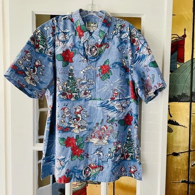 Рождественская рубашка Reyn Spooner Mele Kalikimaka Гавайи размер XL мужская Santa Surf Scuba - Изображение 1 из 4