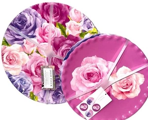 Jolie Fleur Shabby Chic Pink Rose Floral Melamine 4 Dinner & 4 salad Plates Set - Picture 1 of 2