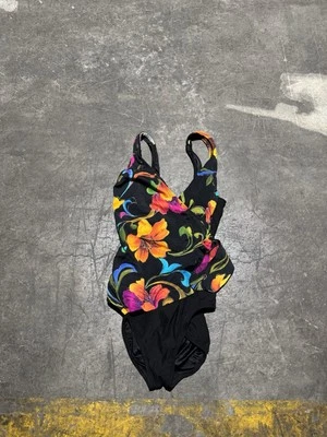 Vintage Longitude One Piece Swim Suit Bathing Suit Sz 10 Floral Tropical - Изображение 1 из 4