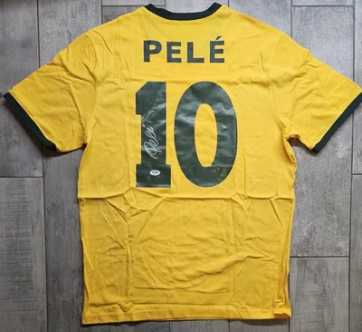 Camiseta de fútbol personalizada firmada auténtica de Brasil Pelé autografiada PSA ADN ITP certificado de autenticidad Foto 1 de 4