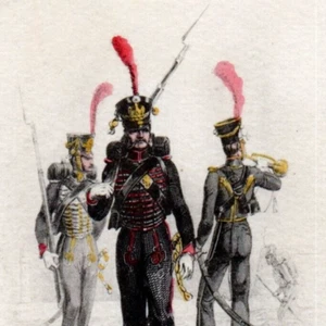c.1900 1st French Empire Imperial Guard Marines Hand Colored Postcard Raffet - Picture 1 of 3