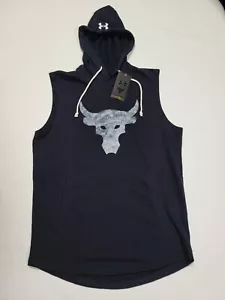 Under Armour UA Men's Project Rock Terry Sleeveless Hoodie Bull 1367108-001 - Picture 1 of 9