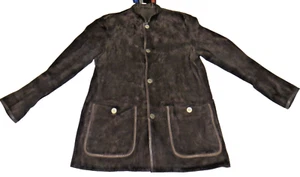 Chaqueta de cuero de gamuza marrón oscuro Armani Collezioni para hombre talla 44 - Imagen 1 de 11