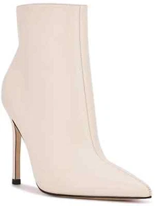 NINE WEST Farrah WOMEN'S Booties Pointed Stiletto Leather COLOR IVORY SIZE 7.5M - Picture 1 of 3