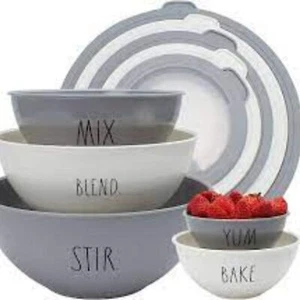 Rae Dunn Mixing Bowls with Lids 10 Piece Plastic Nesting Bowls Set NEW IN BOX - Picture 1 of 7