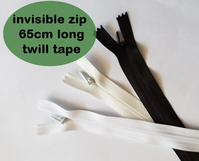 65cm Invisible Zip Closed End #3 Zipper Concealed Zip Dress  Bridal Zip 3 Colors - Image 1 of 4