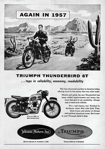 1957 Triumph Thunderbird 6T Motorcycle Original Ad - Bild 1 von 1