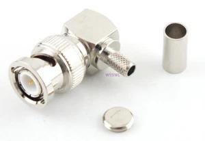 Conector coaxial macho BNC crimpado 90 grados RG-58 LMR-200 - Vendedor de radioaficionados de EE. UU. - Imagen 1 de 1