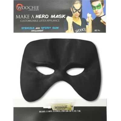 Black CUSTOMIZABLE Pro Quality HERO LATEX MASK make ANY shape Halloween Costume - Image 1 of 3