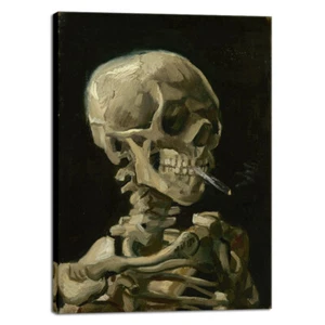 Skull of a Skeleton with Burning Cigarette, 1886 by Vincent Van Gogh Canvas Art - Picture 1 of 9