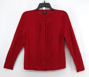 Talbots Cardigan Womens Size PM Red Long Sleeve 100% Pure Italian Merino Wool - Picture 1 of 5