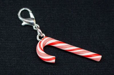 Zuckerstange Charm Miniblings Bonbon Weihnachten Candy rot weiß filigran 27mm - Bild 1 von 4