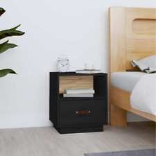 Bedside Cabinet Black 40x34x45cm Solid Wood Pine #2 GF0