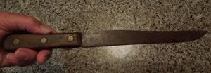 "Cuchillo de cocina antiguo de acero al carbono vintage para chef/tallar mango de madera 13,25" - Imagen 1 de 7