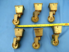 6 x Antique Solid brass  socket castors 2" square  overall height 4.3/8"