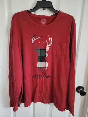 Camisa Life Is Good Dormir Para Hombre Ciervo Rojo Stay True Bolsillo Cuello Redondo XL Foto 1 de 4
