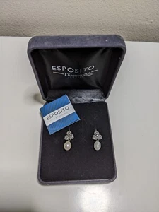 Joseph Esposito Diamonique Tear Drop Pearl Pair of Earrings - Jewelry - Picture 1 of 8