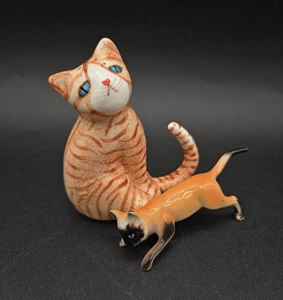 Custom Lot Small Cat Figurines Bone China Himalayan Orange Tabby Hand Painted - Picture 1 of 12