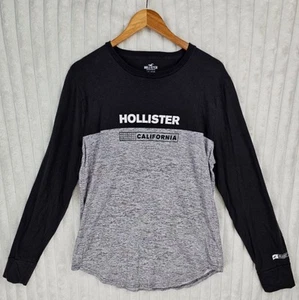 Hollister California Black & Grey Long Sleeve 100% Cotton Shirt Size Large - Picture 1 of 6