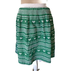 Talbots Falda Ojales Bordados Tenis Raquetas Algodón Verde - Imagen 1 de 6