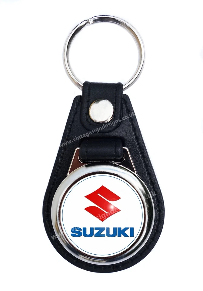 SUZUKI FAUX LEATHER KEYRING / KEY FOB.CLASSIC SUZUKI MOTORCYCLES. - Image 1 of 1