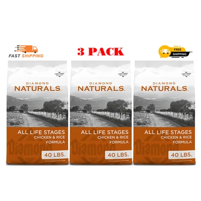 3 pack - Diamond Naturals All Life Stages Chicken & Rice Formula Dry Dog 40 Lb